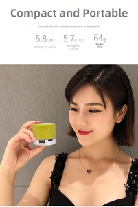 Mini crackle bluetooth speaker dimensions 5.8x5.7cm weighing 64g with USB port