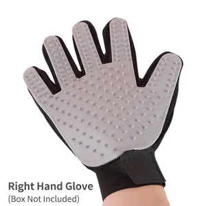 Right-hand rubber pet grooming glove with silicone massage teeth for cat hair removal
