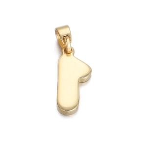 Detailed view of number 1 gold pendant with a polished finish and sturdy hanging loop