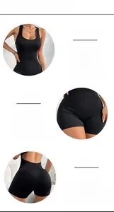 Detail view of black yoga bodysuit featuring peach buttocks line and upgrade crotch design
