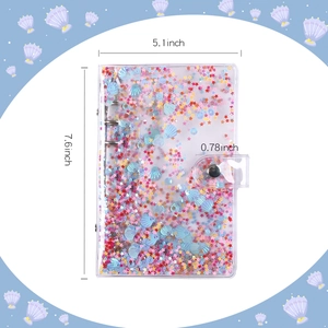 Dimensioni copertina raccoglitore A6 in PVC con glitter a stelle e design a 6 anelli