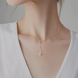 Minimalistische S925 Sterlingsilber Kugelkette für Damen in eleganter Goldoptik