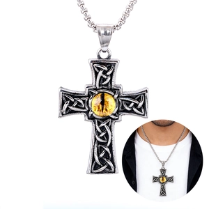 Pendant Necklace Stainless Steel Celtic Cross Evil Eye Thor Hammer Retro Gothic Punk Style Jewelry For Men Women