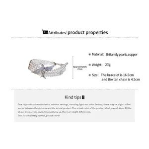 Détail du bracelet en perles multicouche avec breloque oiseau zircon et dimensions