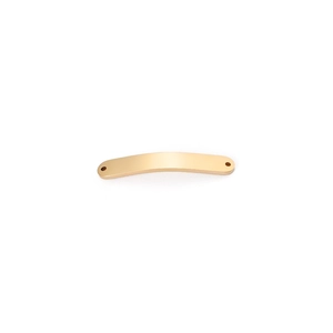Curved stainless steel rectangle connector with double holes in gold finish
