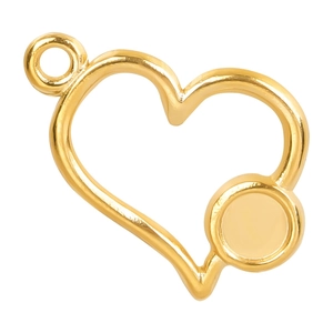 18k gold plated stainless steel hollow heart pendant for DIY necklace making