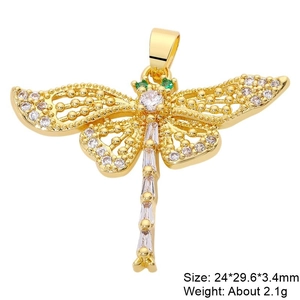 Macro shot of dragonfly charm with zircon and pearl, size 24x29.6mm weight 2.1g