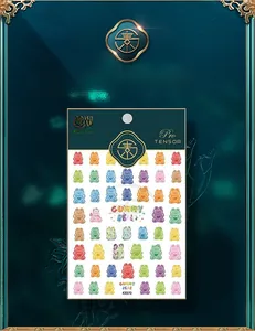Detail of Gummy Bear nail art stickers with translucent designs on KX070 packaging