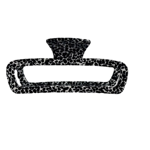 Minimalist black and white spotted acetate rectangle hollow hair claw clip for women