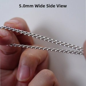 Detailed side view of 5.0mm wide silver twisted rope chain jewelry for DIY making
