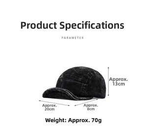 Detailansicht der Cord-Cap mit Maßen: 13cm Höhe, 20cm Breite und 8cm Schirm