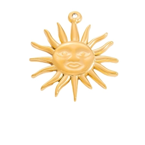 18k gold plated stainless steel sun god face charm pendant for DIY jewelry making
