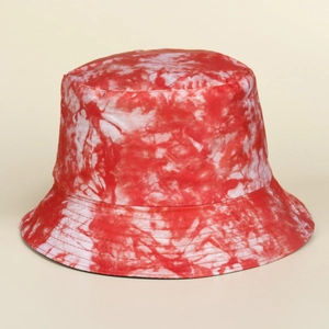 Chapeau bob classique en coton tie-dye rouge et blanc avec bord renforcé pour protection solaire