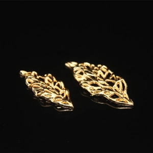 Exquisite hollow leaf gold alloy pendants for DIY bridal hair accessories and jewelry