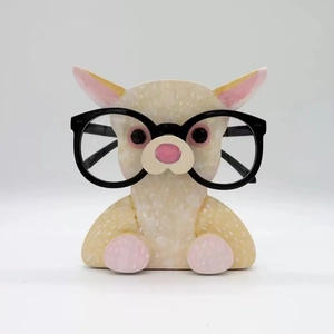 Handcrafted wooden animal glasses holder stand with a creative spotted dog design