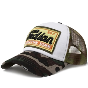 Retro Trucker Hat Cotton Mesh Breathable Baseball Cap Distressed Sun Hat Vintage Embroidery Patch Adjustable Snapback