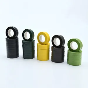 Five-color floral tape rolls set in green yellow brown and black for DIY flower stems