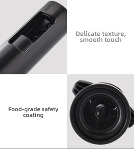 Detail of electric wine opener with food-grade coating and smooth matte texture
