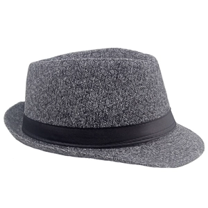 Klassischer Herren-Trilby aus Wolle in Dunkelgrau mit schwarzem Zierband