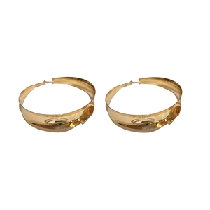 Minimalist gold-plated oversized geometric hoop earrings on a clean white background