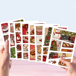 8er-Set handgezeichnete Weihnachtsaufkleber mit Schneemann-Motiven für DIY-Scrapbooking