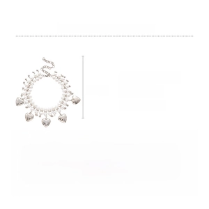 Detailed view of layered pearl heart necklace with 118.1g weight and 46cm length specs