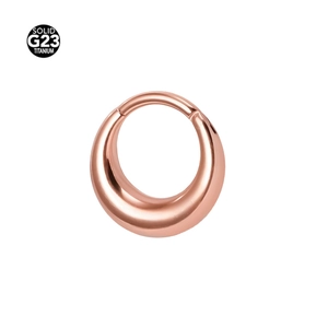 Detailed macro view of a rose gold seamless G23 titanium hoop ring for nose or ears