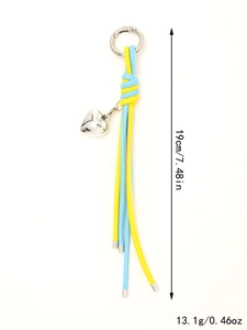 Braided keychain with silver heart charm showing length 19cm and weight 13.1g measurements