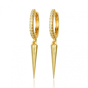 Gold-plated hoop earrings with crystal-encrusted spikes and geometric bohemian charm