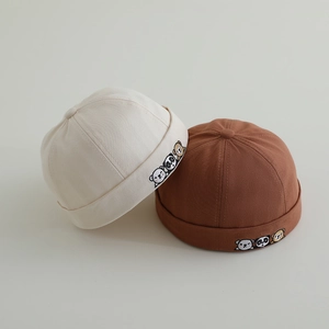 Chinese style cotton docker hats with cute cartoon embroidery for kids aged 2-4 years