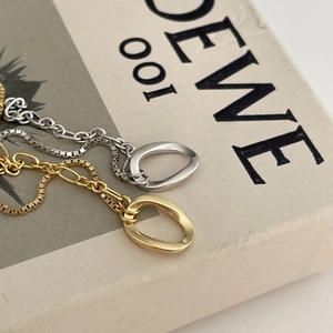 925 Sterling Silver Necklace Irregular Geometric Oval Pendant Minimalist Splicing Chain For Women Chic Jewelry