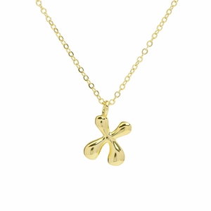 Detail of 18k gold plated balloon style alphabet necklace with mirror polished finish