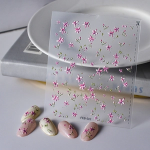5D Embossed Nail Stickers Elegant Flower Daisy Rabbit Pattern Waterproof DIY Self Adhesive Nail Art Decals For Women