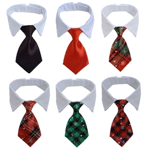 Adjustable pet shirt collar with ties in classic solid colors and festive plaid patterns