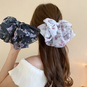 Molletta Per Capelli Con Fiocco Floreale Grande Chiffon Tessuto Acrilico Stile Vintage Francese Accessori Capelli Donna