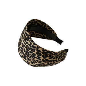 Fashionable leopard print wide headband for women featuring a high top vintage style design