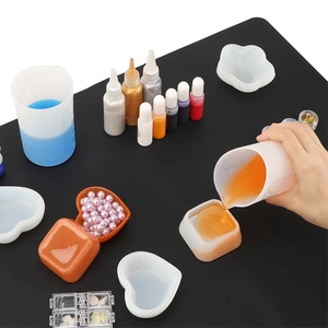 Kit herramientas resina epoxi DIY con moldes de silicona, tazas medidoras y pigmentos