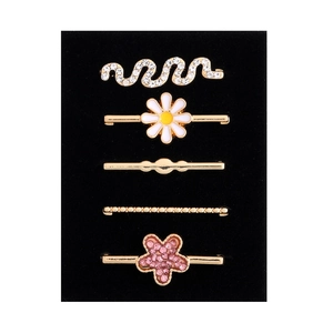 5pcs set of gold silicone watch band decorative charms with rhinestones and floral designs