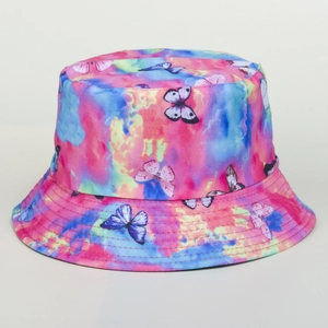 Chapeau bob tie-dye coloré avec motifs papillons pour protection solaire pour femmes