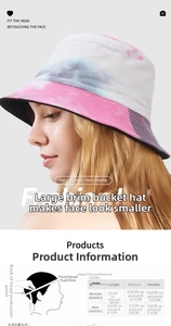 Size chart showing head circumference measurements and guide for sun hat fitting