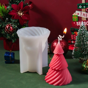 Spiral Christmas tree silicone candle mold for creative festive home decor craft