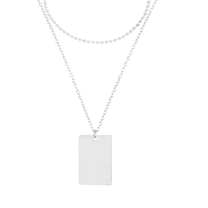 Collana minimalista a doppio strato in acciaio inossidabile 316L con ciondolo a rettangolo