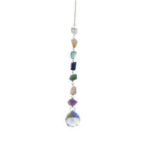 Attrape-soleil en pierres naturelles des sept chakras avec prisme en cristal pour jardin