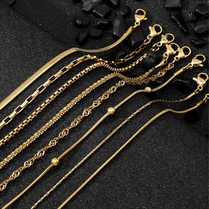 Set of 18K gold plated stainless steel bracelets with snake and curb chain designs