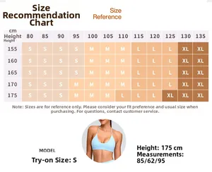 Detailed size reference chart for women long sleeve yoga bodysuit with body measurements