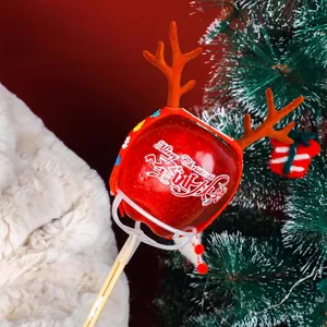 Christmas apple bouquet holder with reindeer antlers and Merry Christmas text decor