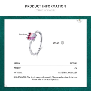 Minimalist S925 sterling silver ring with 6mm square gradient tourmaline gemstone
