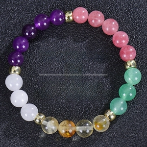 Bracciale Di Perle In Pietra Naturale Cristallo Ametista Quarzo Fragola Citrino Yoga Meditazione Sollievo Ansia Per Donne