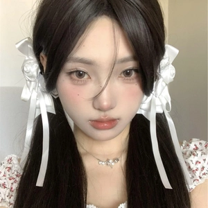 Handmade Rose Satin Ribbon Bow Hair Clips Long Streamers French Style Sweet Lolita Duckbill Clip Headwear Women Girls