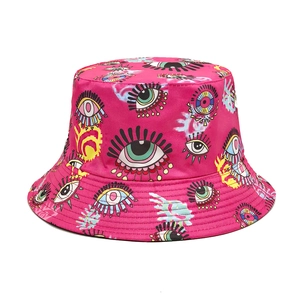 Eye Pattern Bucket Hat Reversible Polyester Sun Protection Retro Pop Art Beach Sun Hat For Men And Women